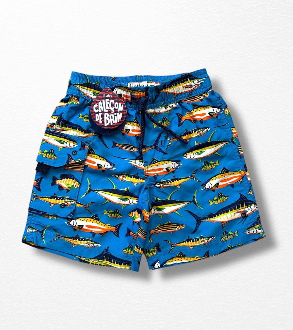 NWT Hatley Lots of Fish Swim Trunks, Size 2